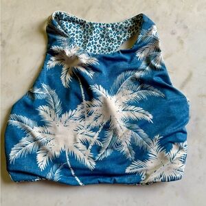 Carve Designs Sanitas Blue and White Reversible Racerback Bikini Top